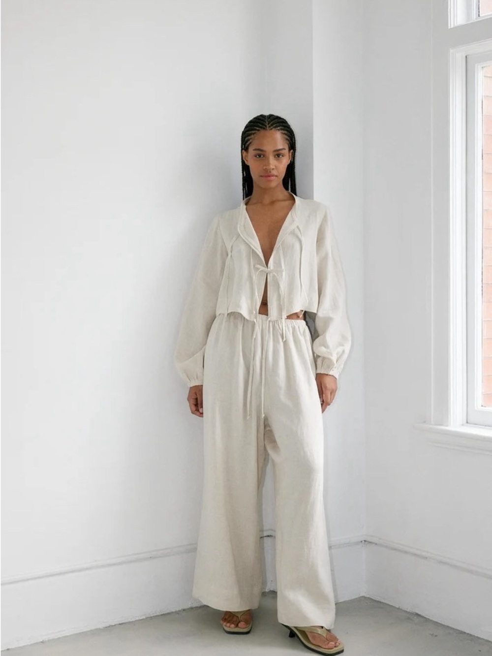 Boheme Custom Wide Leg Linen Trouser in Oat SIZE 1